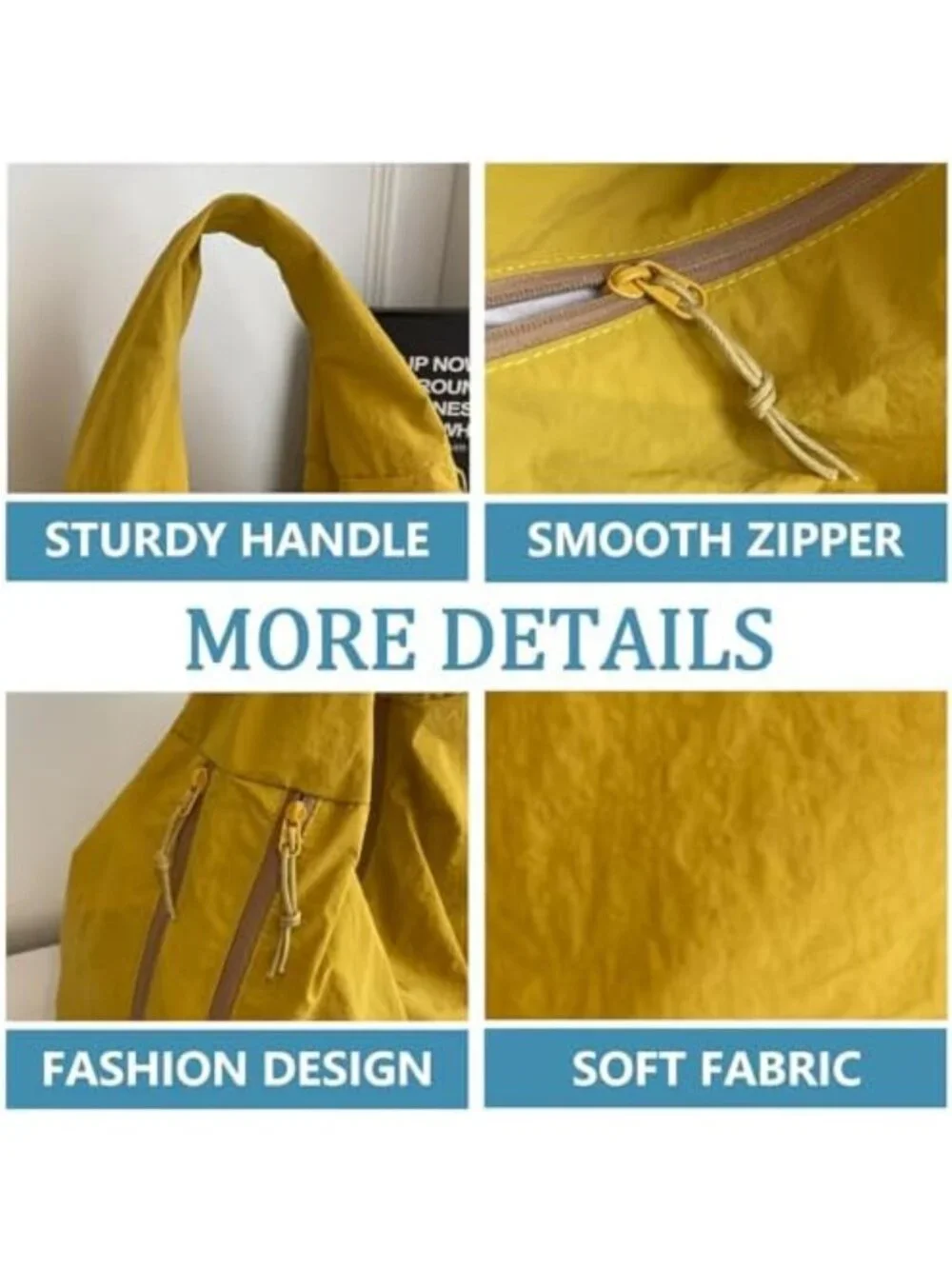Large Vintage Nylon Hobo Bag - Casual Crescent Shoulder Tote for Women